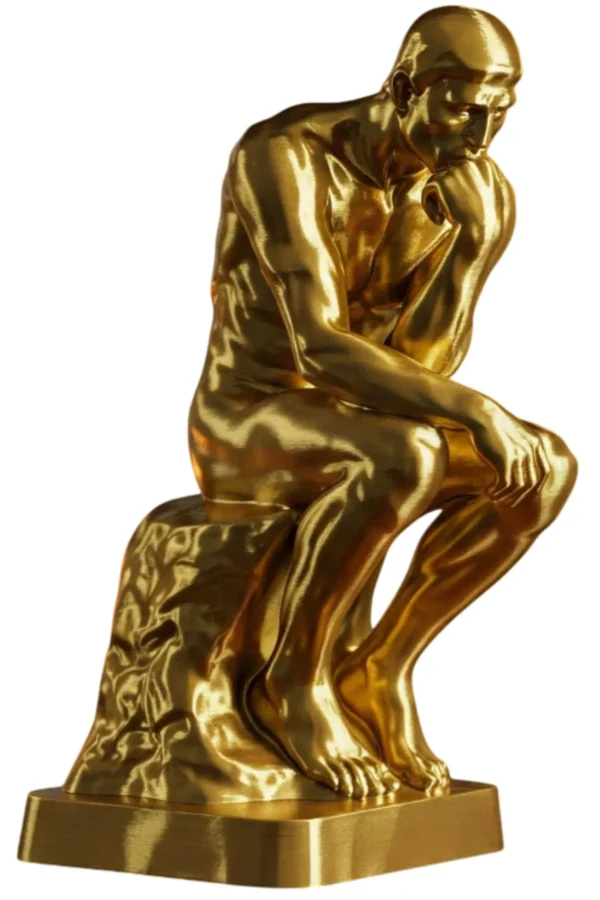 Rodin’in Düşünen Adamı Heykeli v1 - Altın Rengi– Derin Düşüncelere Dalma Anı – Sanatın İkonik Figürü - Görsel 3