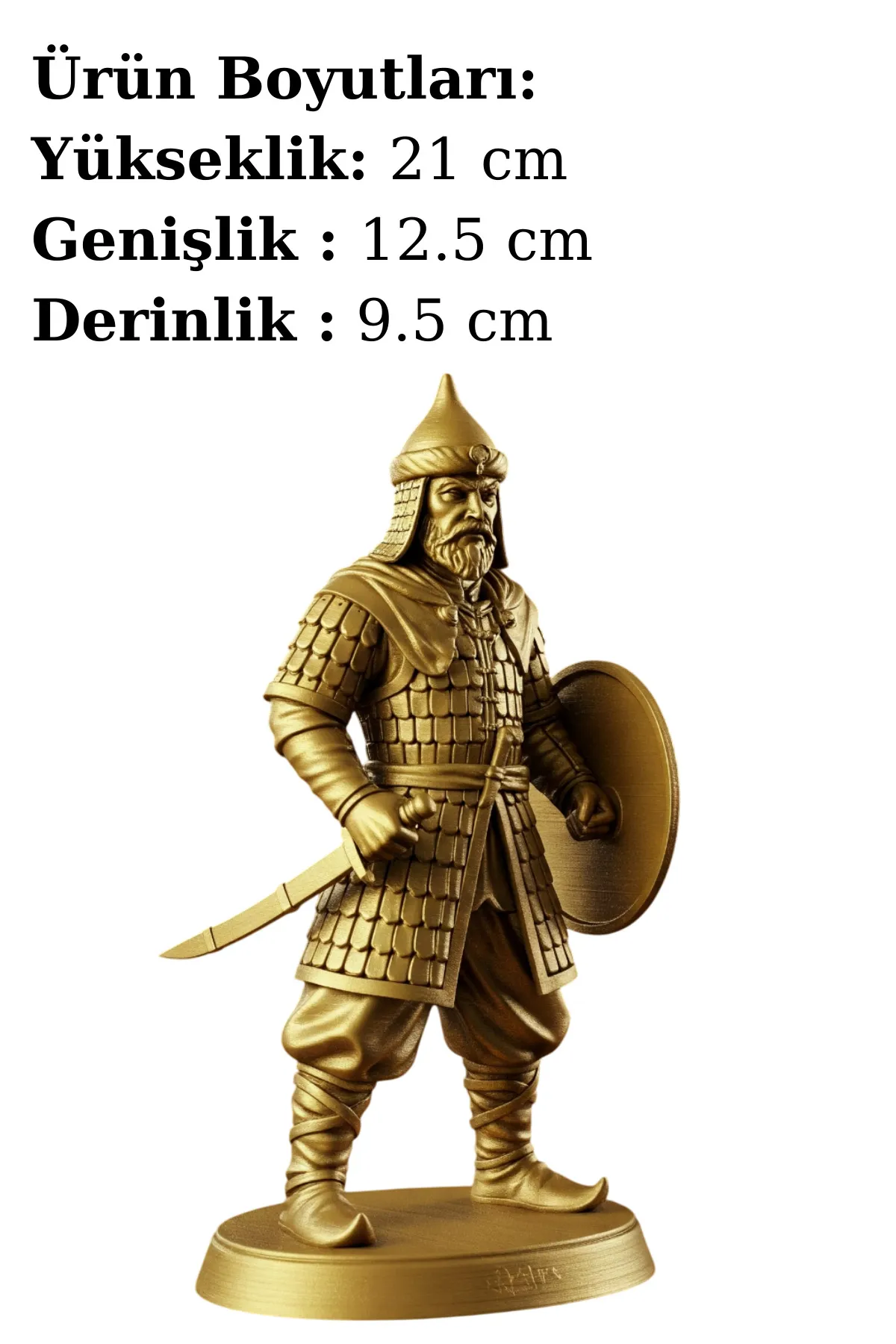 Alp Er Tunga Biblosu - Altın Rengi - Türk Mitolojisi Figürü - Dekoratif Biblo - Görsel 2