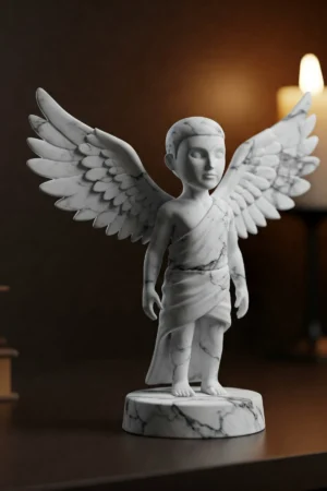 Ahura Mazda Biblosu v4 - Mermer Görünümlü -Pers Mitolojisinin Işık ve Bilgelik Figürü - Dekoratif Heykel - Biblo