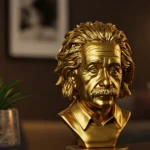 Albert Einstein Büstü v1 - Altın Rengi– Modern Fiziğin Dehası & Nobel Ödüllü Bilim İnsanı