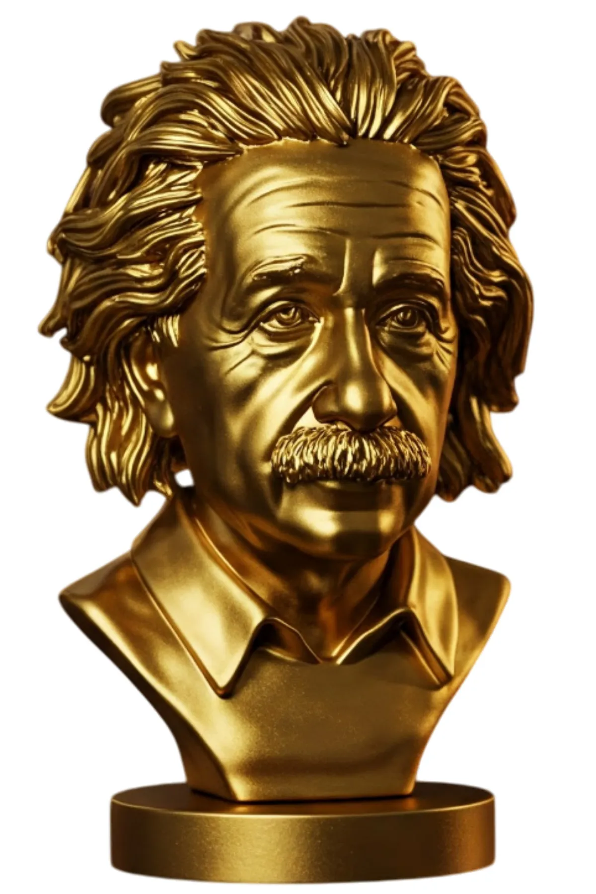 Albert Einstein Büstü v1 - Altın Rengi– Modern Fiziğin Dehası & Nobel Ödüllü Bilim İnsanı - Görsel 3