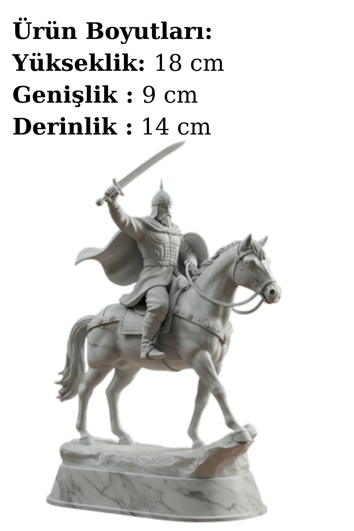 Alp Er Tunga Biblosu v3 - Mermer Görünümlü - Türk Mitolojisi Figürü - Dekoratif Biblo - Görsel 2