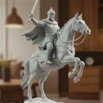 Alp Er Tunga Biblosu v4 - Mermer Görünümlü - Türk Mitolojisi Figürü - Dekoratif Biblo
