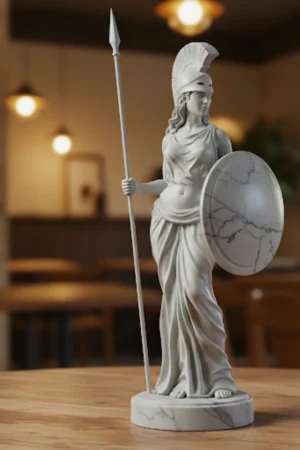 Athena Biblosu v2 - Mermer Görünümlü - Yunan Mitolojisinin Bilgelik ve Strateji Efendisi - Dekoratif Heykel