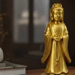 Chang’e Biblosu - Altın Rengi -  Çin Mitolojisi Figürü - Dekoratif Heykel - Biblo