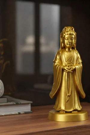 Chang’e Biblosu - Altın Rengi - Çin Mitolojisi Figürü - Dekoratif Heykel - Biblo