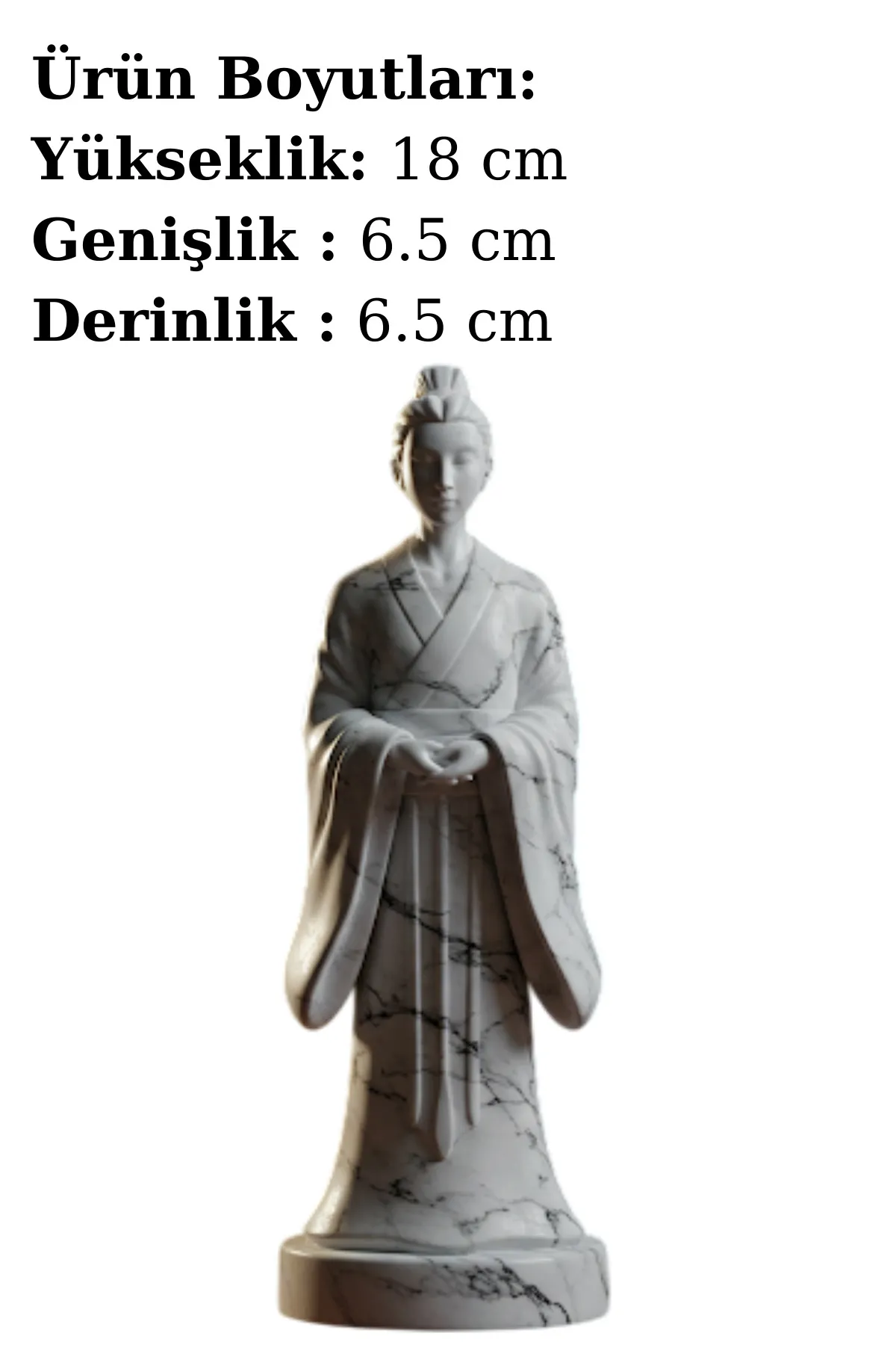 Chang’e Biblosu v3 - Mermer Görünümlü - Çin Mitolojisi Figürü - Dekoratif Heykel -Biblo - Görsel 2