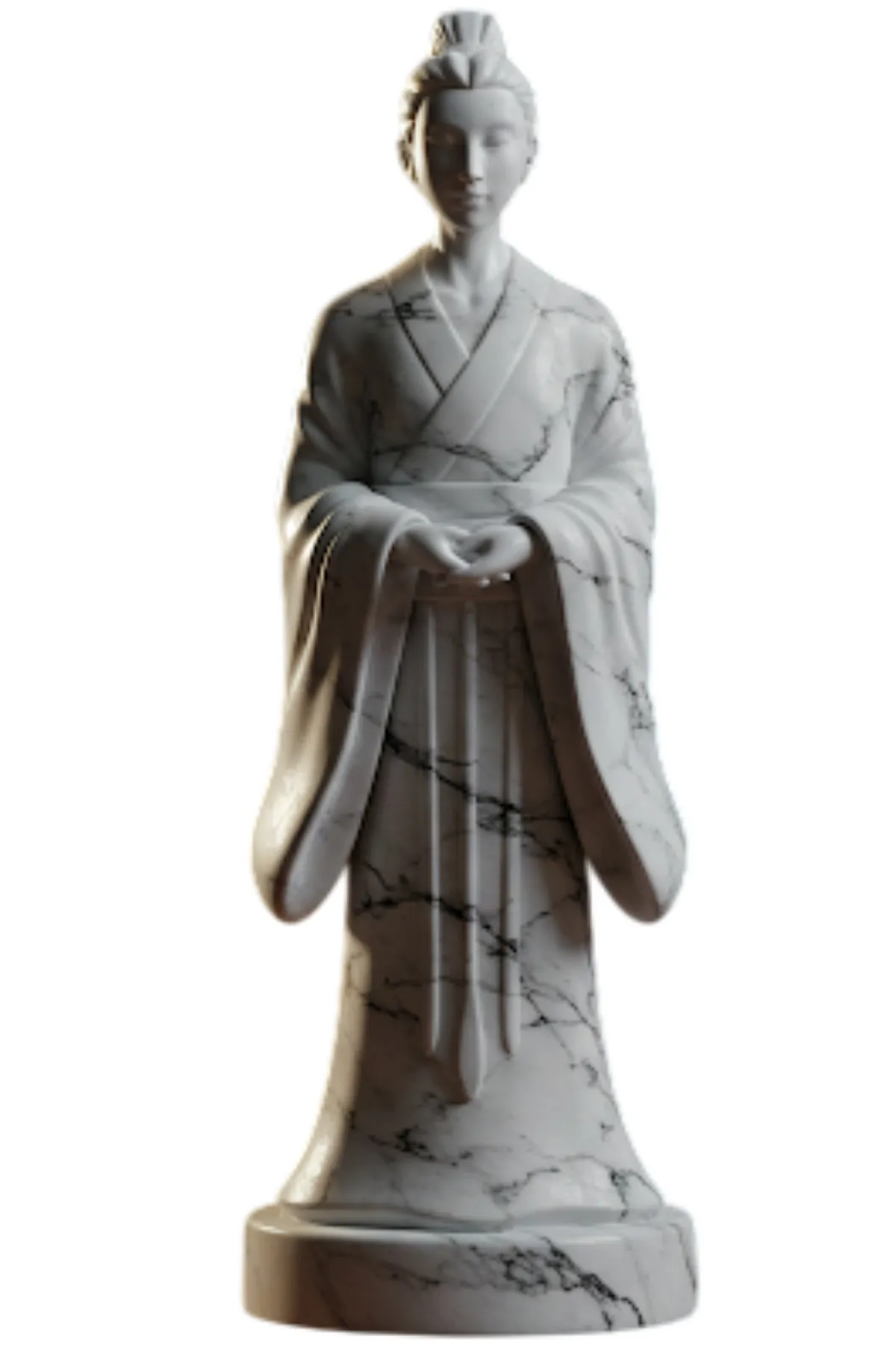 Chang’e Biblosu v3 - Mermer Görünümlü - Çin Mitolojisi Figürü - Dekoratif Heykel -Biblo - Görsel 3