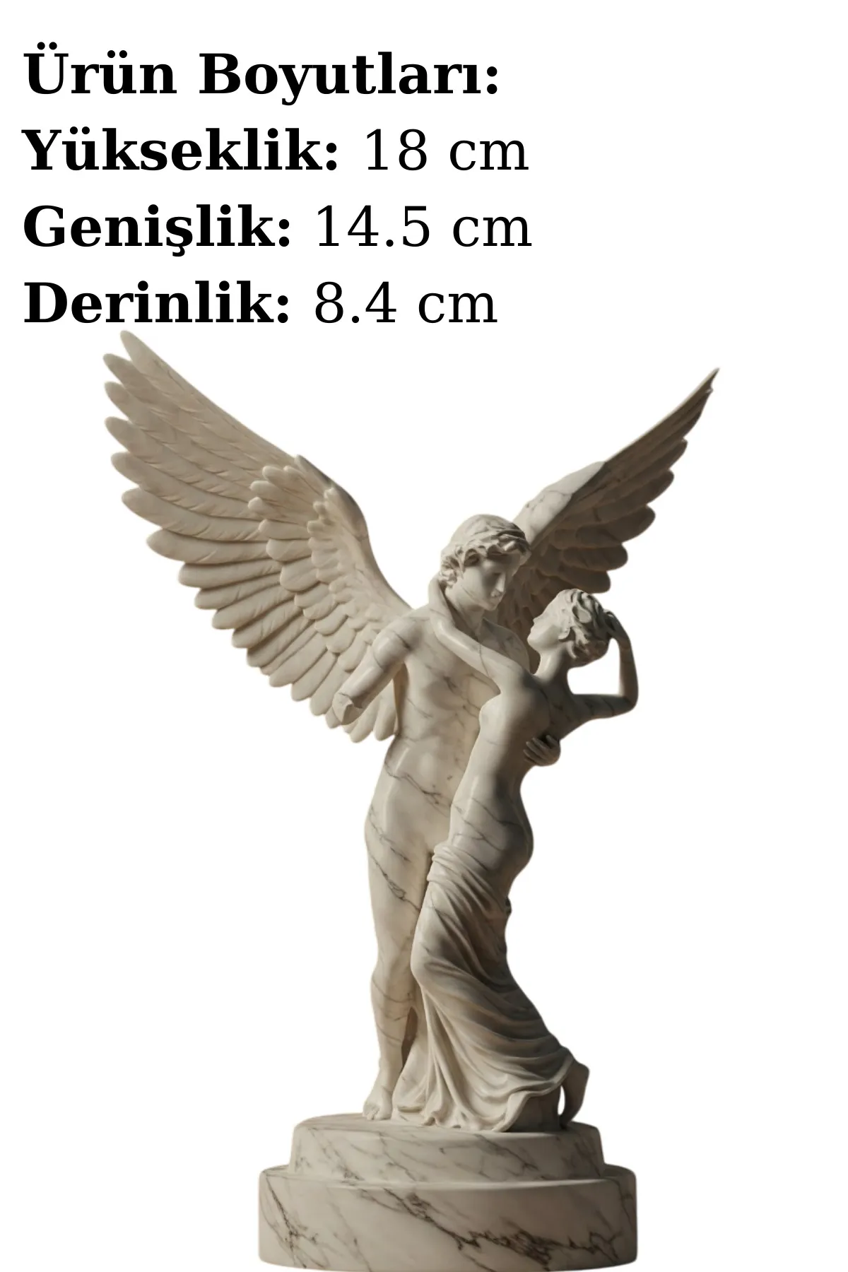 Eros ve Psyche (Canova) Heykeli v4 - Mermer Görünümlü – Romantik Aşk Heykeli - Görsel 2