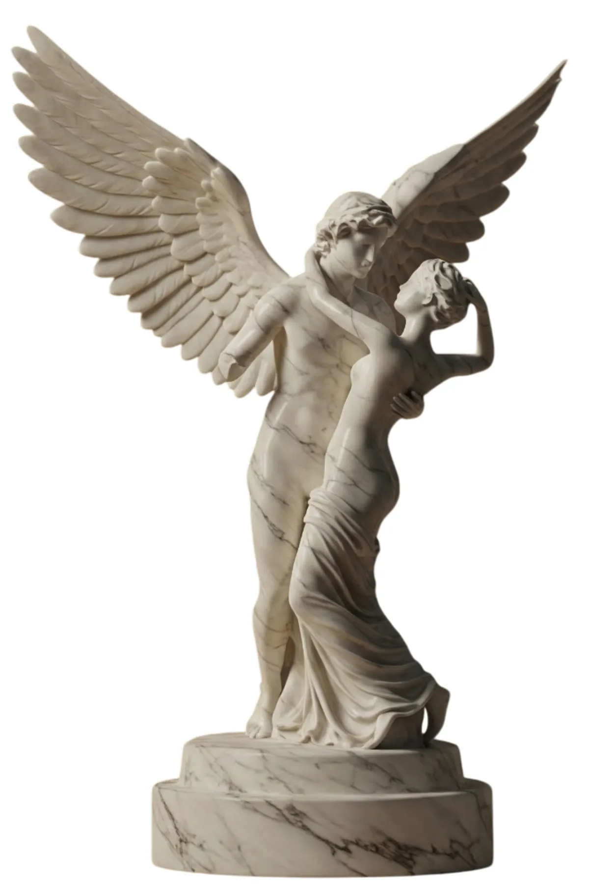 Eros ve Psyche (Canova) Heykeli v4 - Mermer Görünümlü – Romantik Aşk Heykeli - Görsel 3