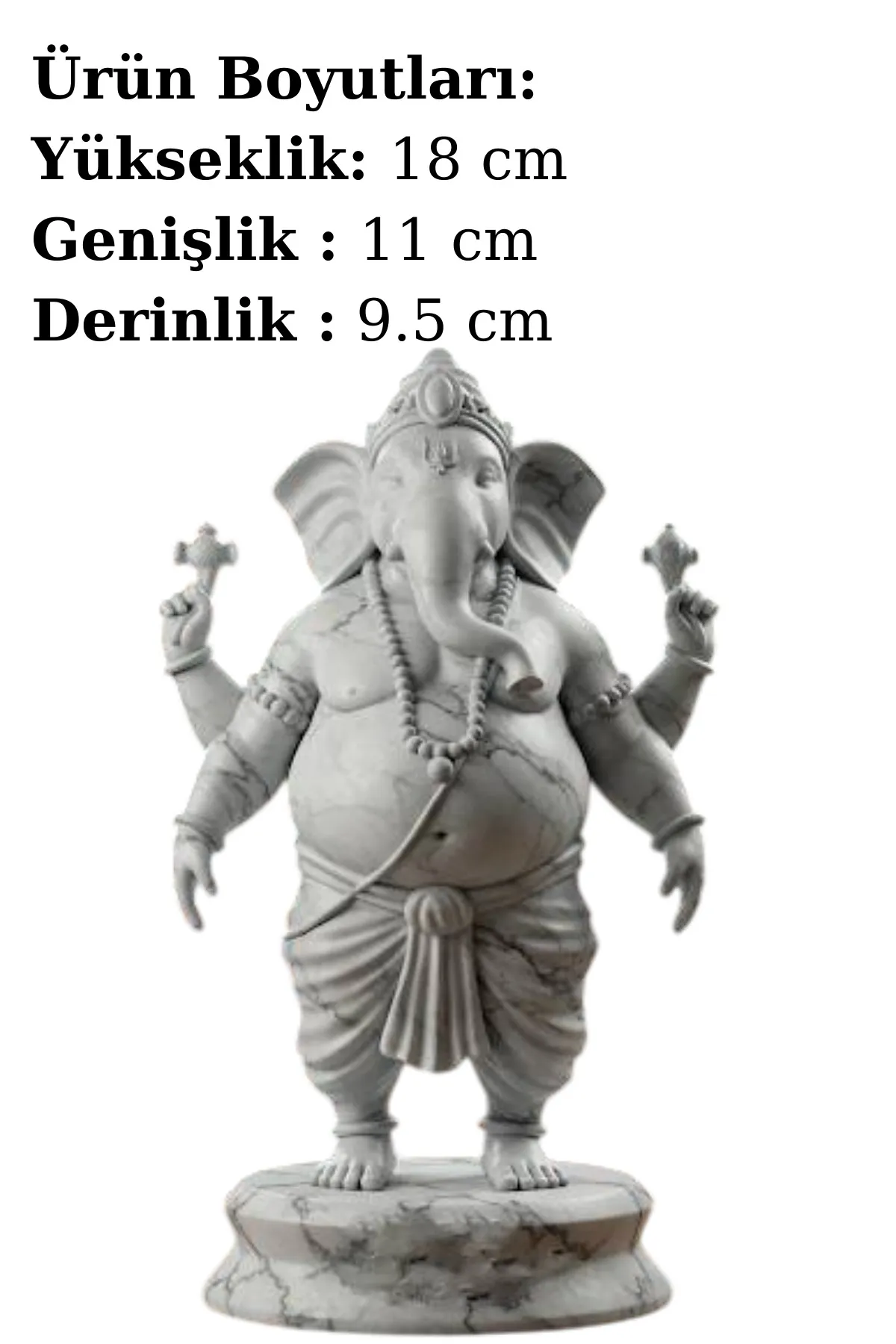 Ganesha Biblosu v4 - Mermer Görünümlü - Hint Mitolojisinin Bilgelik ve Başarı Figürü - Dekoratif Heykel - Görsel 2