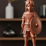 Hua Mulan Biblosu v2 - Bakır Rengi - Çin Efsanesi Kahramanı - Dekoratif Heykel - Biblo