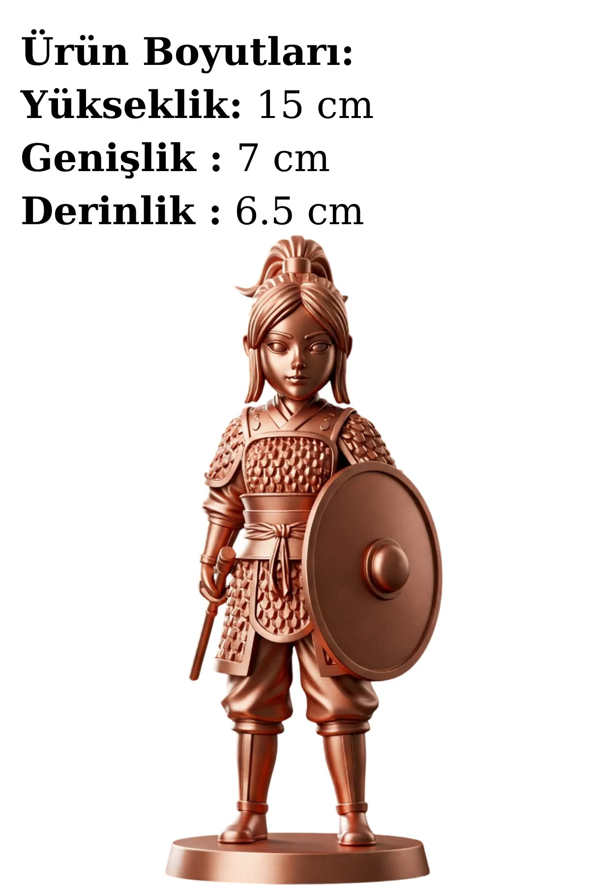 Hua Mulan Biblosu v2 - Bakır Rengi - Çin Efsanesi Kahramanı - Dekoratif Heykel - Biblo - Görsel 2