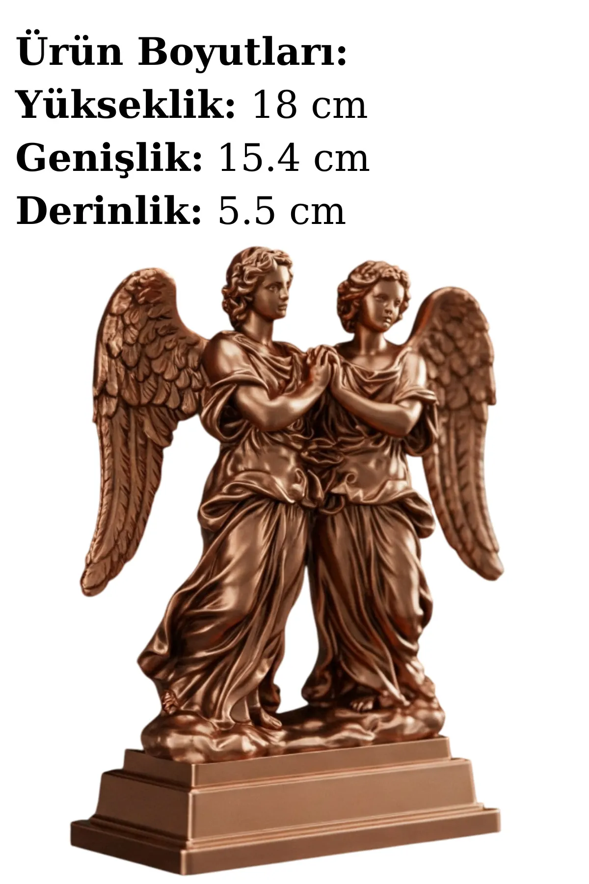 İkiz Melekler Biblosu v2 – Antik Bakır Rengi - Zarif ve Spiritüel Dekoratif Figür - Görsel 2