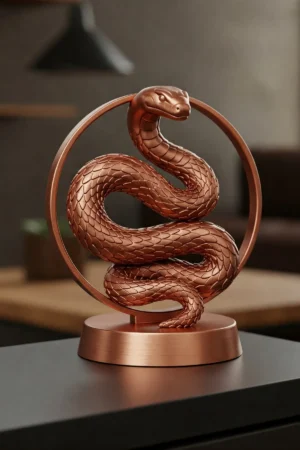 Jörmungandr Biblosu v2 - Bakır Rengi - İskandinav Mitolojisinin Dev Yılanı - Dekoratif Heykel - Biblo