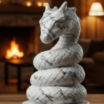 Jörmungandr Biblosu v3 - Mermer Görünümlü - İskandinav Mitolojisi - Dekoratif Heykel - Biblo