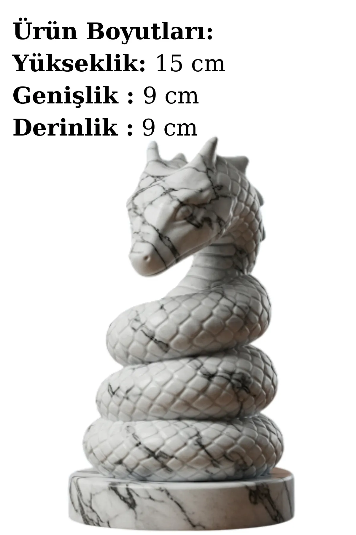 Jörmungandr Biblosu v3 - Mermer Görünümlü - İskandinav Mitolojisi - Dekoratif Heykel - Biblo - Görsel 2
