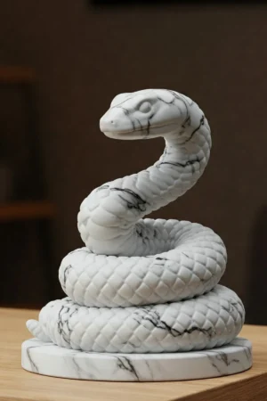 Jörmungandr Biblosu v4 - Mermer Görünümlü - İskandinav Mitolojisi - Dekoratif Heykel - Biblo