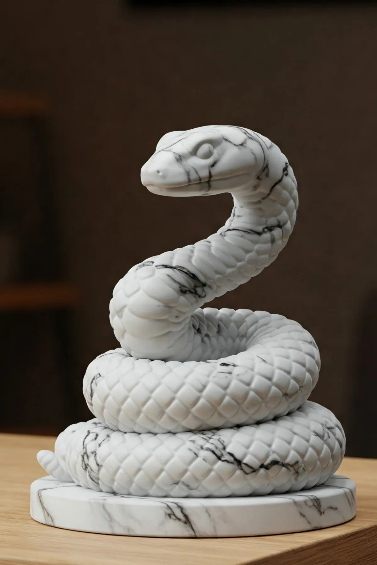 Jörmungandr Biblosu v4 - Mermer Görünümlü - İskandinav Mitolojisi - Dekoratif Heykel - Biblo