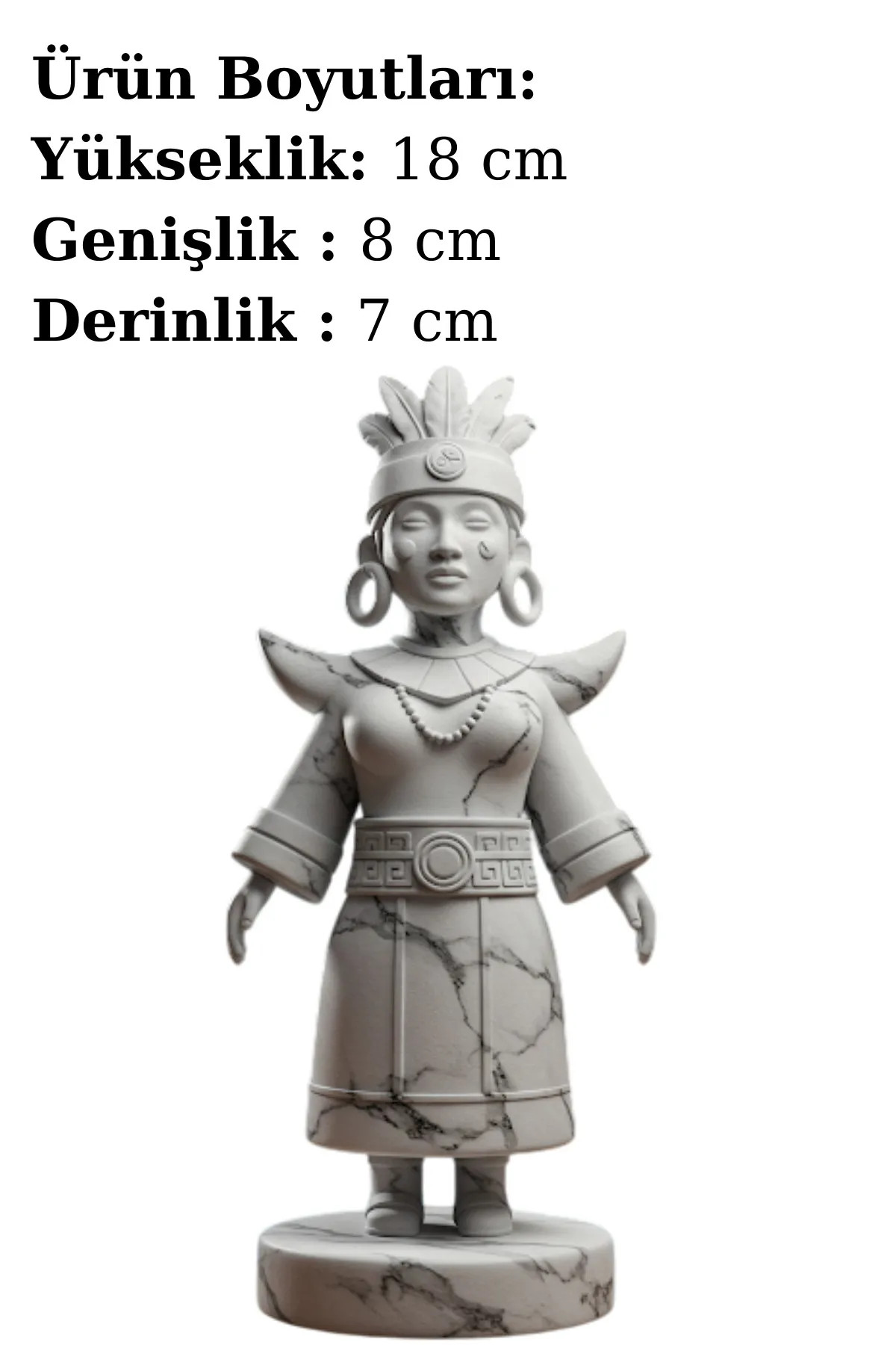 Mama Quilla Biblosu – İnka Mitolojisinin Ay Figürü – Dekoratif Heykel - Biblo - Görsel 2
