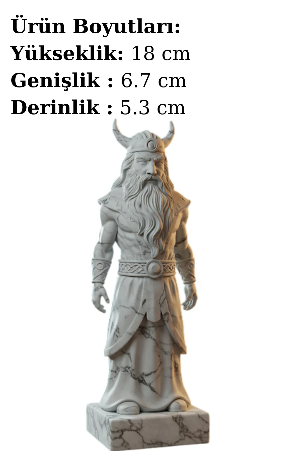 Odin Biblosu v2 - Mermer Görünümlü - İskandinav Mitolojisinin Bilgelik ve Savaş Figürü - Dekoratif Heykel - Biblo - Görsel 2