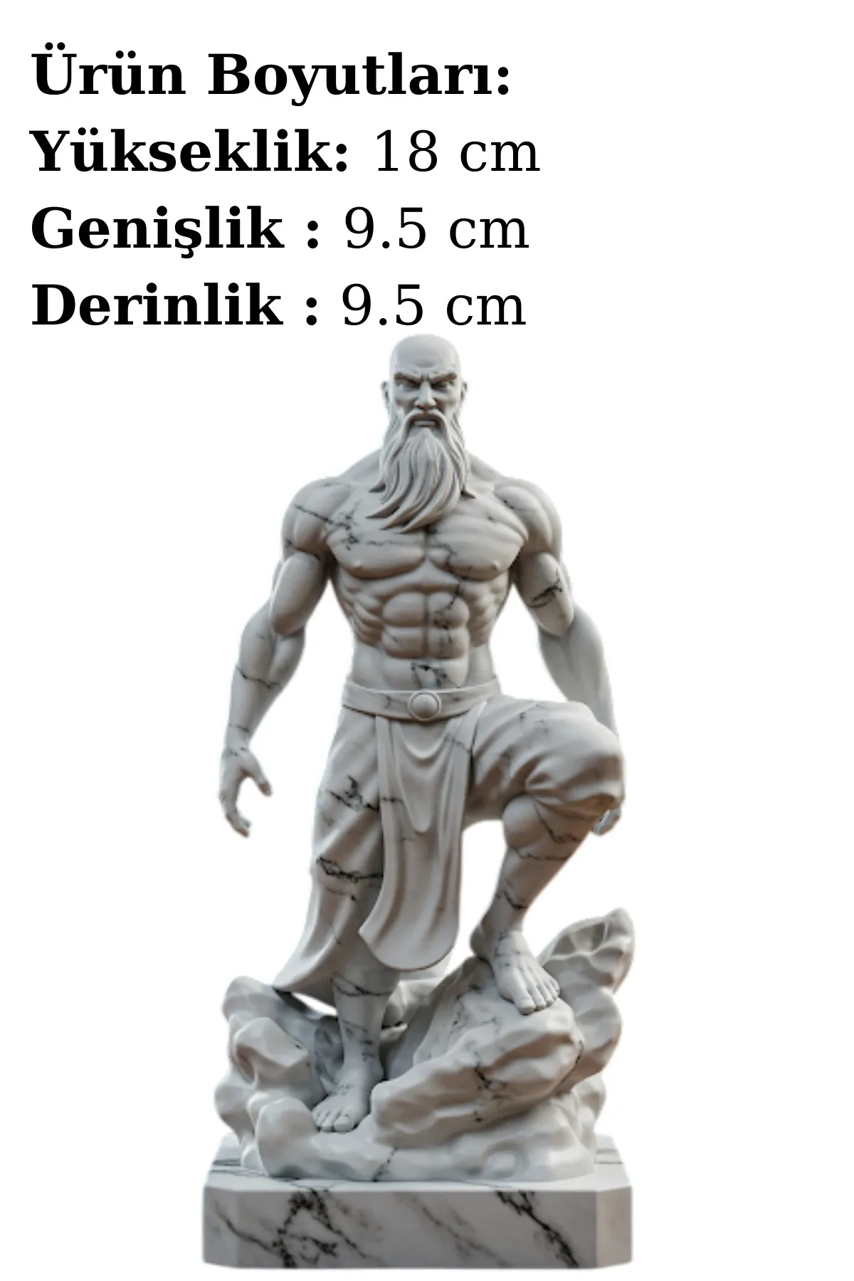Pangu Biblosu - Mermer Görünümlü - Çin Mitolojisi - Dekoratif Heykel - Biblo - Görsel 2
