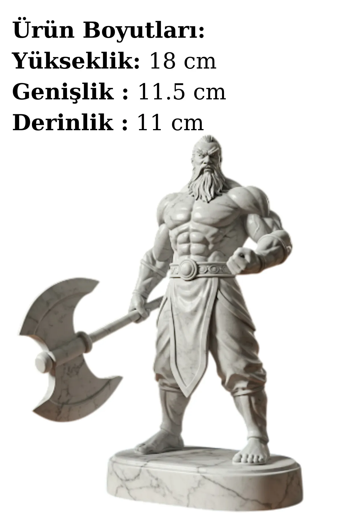 Pangu Biblosu v2 - Mermer Görünümlü - Çin Mitolojisi - Dekoratif Heykel - Biblo - Görsel 2