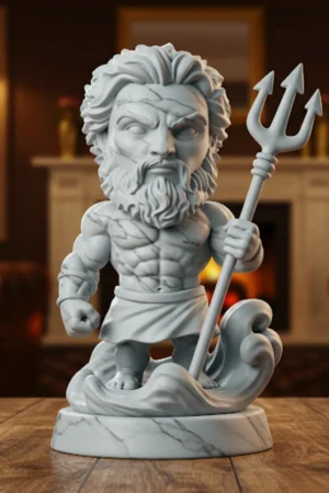 Poseidon Biblosu - Mermer Görünümlü - Yunan Mitolojisinin Deniz ve Depremler Hükümdarı - Dekoratif Heykel - Biblo