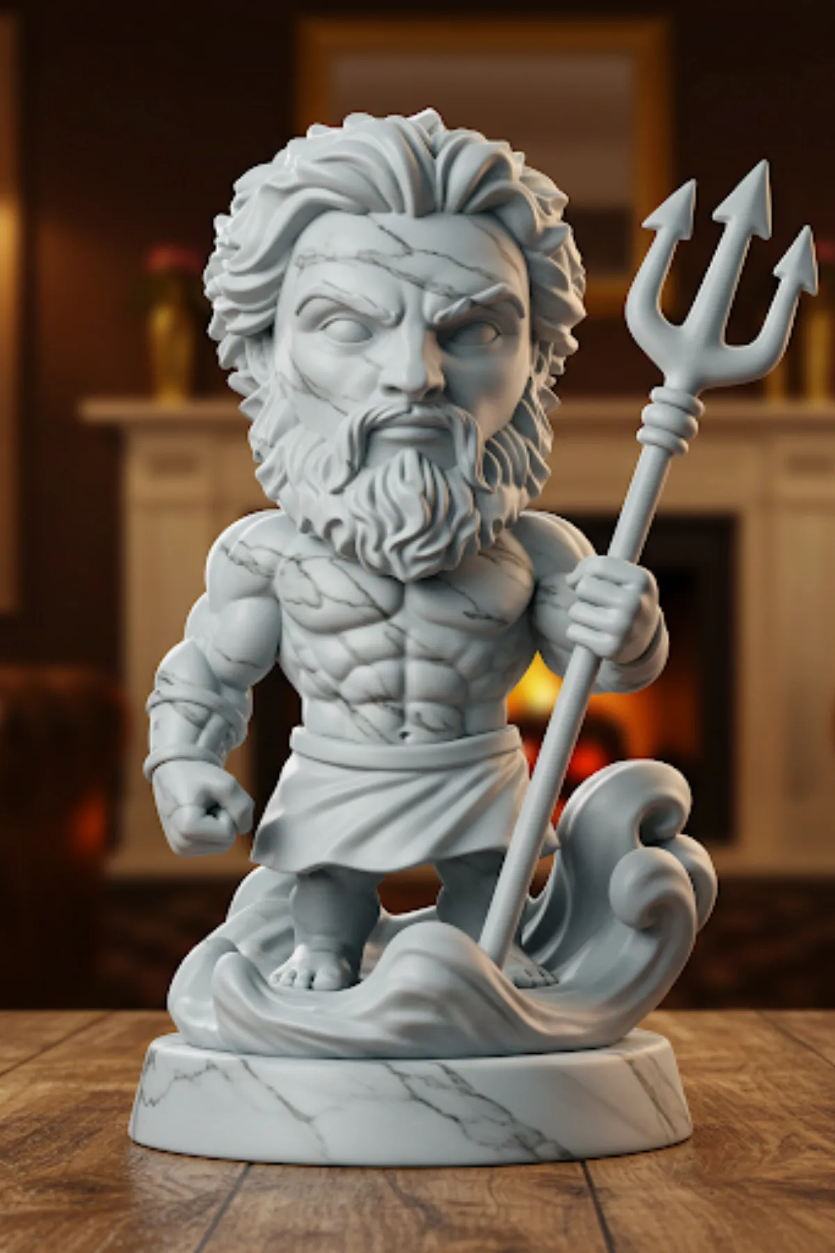 Poseidon Biblosu - Mermer Görünümlü - Yunan Mitolojisinin Deniz ve Depremler Hükümdarı - Dekoratif Heykel - Biblo