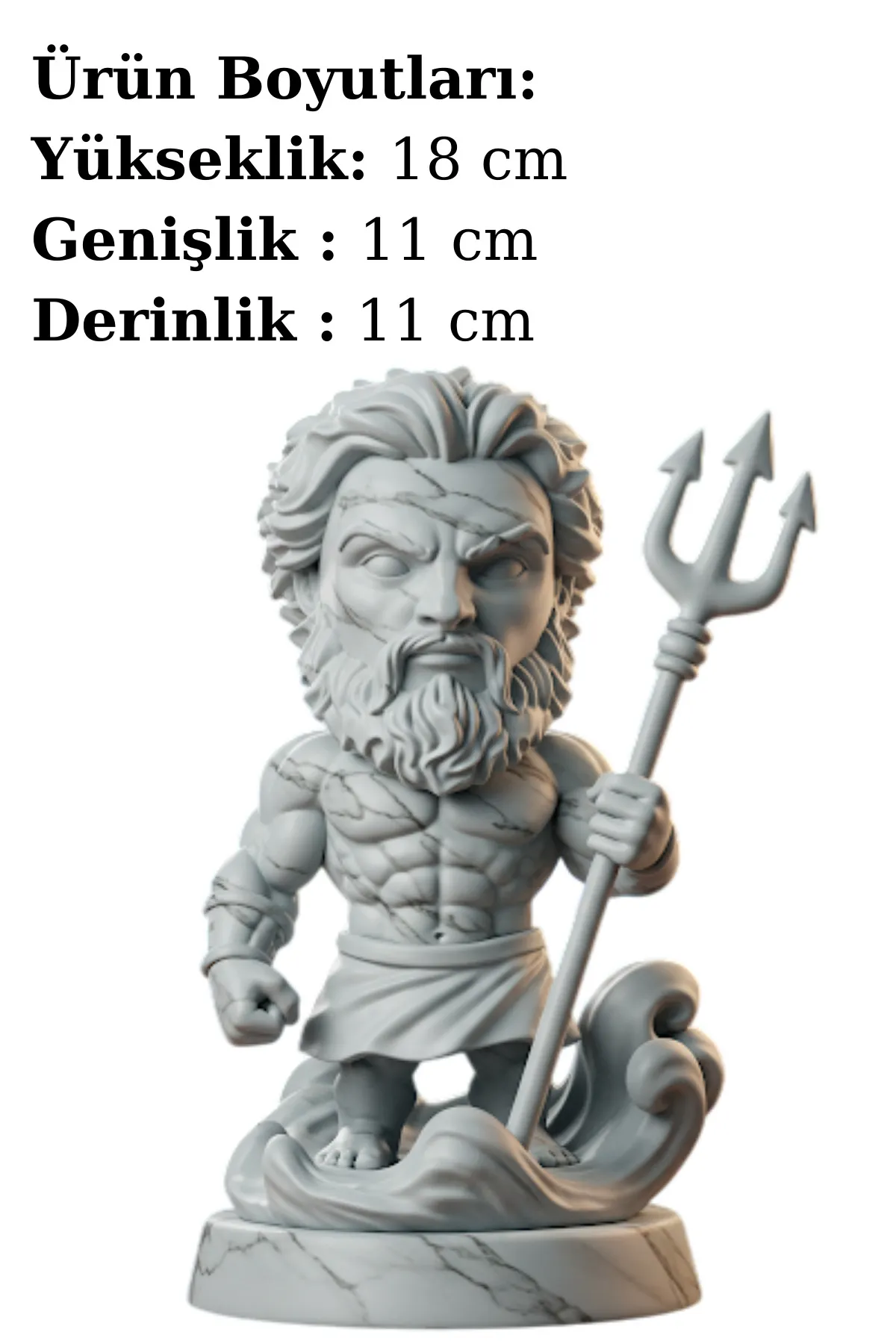 Poseidon Biblosu - Mermer Görünümlü - Yunan Mitolojisinin Deniz ve Depremler Hükümdarı - Dekoratif Heykel - Biblo - Görsel 2