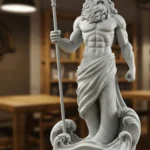 Poseidon Biblosu v2 - Mermer Görünümlü - Yunan Mitolojisinin Deniz ve Depremler Hükümdarı - Dekoratif Heykel - Biblo