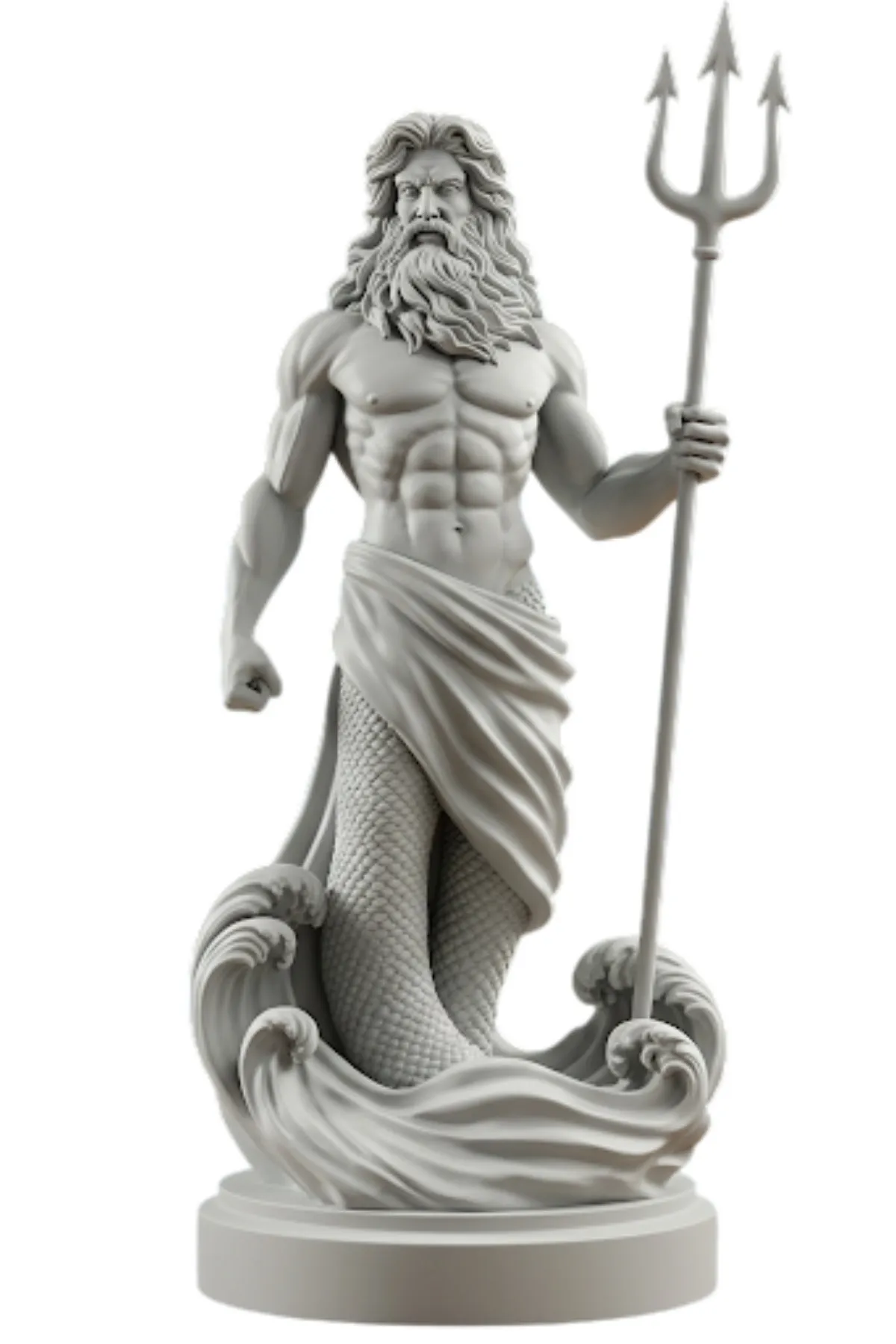 Poseidon Biblosu v2 - Mermer Görünümlü - Yunan Mitolojisinin Deniz ve Depremler Hükümdarı - Dekoratif Heykel - Biblo - Görsel 3