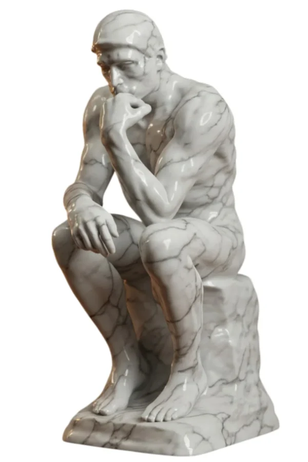 Rodin’in Düşünen Adamı Heykeli Biblo v4 - Mermer Görünümlü – Derin Düşüncelere Dalma Anı - Görsel 3