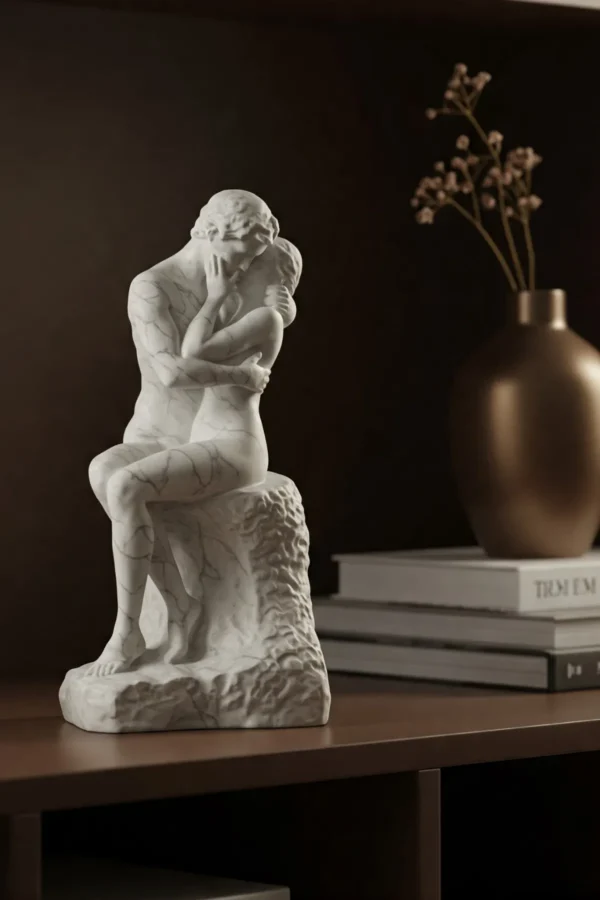 The Kiss (Rodin) Heykeli v3 - Mermer Görünümlü– Romantik Aşkın Simgesi