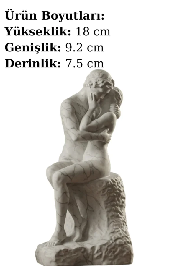 The Kiss (Rodin) Heykeli v3 - Mermer Görünümlü– Romantik Aşkın Simgesi - Görsel 2