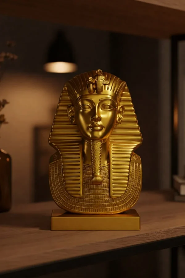 Tutankhamun Büstü v1 – Altın Rengi - Antik Mısır Firavunu Heykeli – Dekoratif Biblo