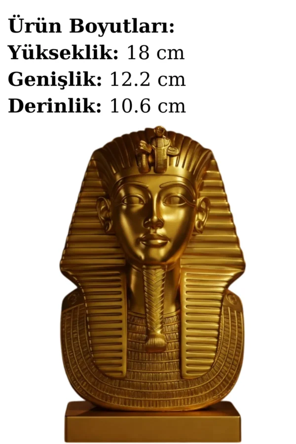 Tutankhamun Büstü v1 – Altın Rengi - Antik Mısır Firavunu Heykeli – Dekoratif Biblo - Görsel 2