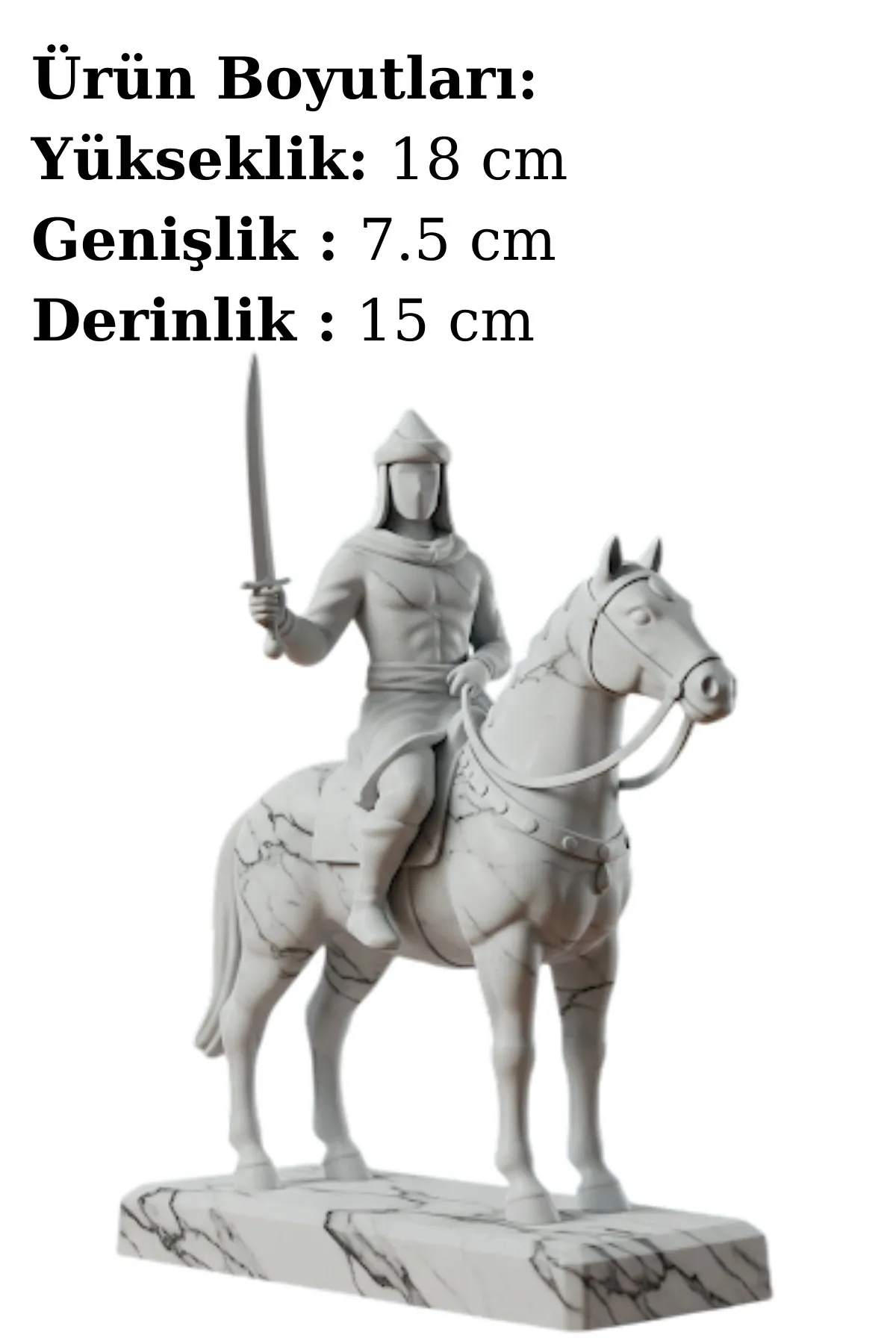 Ülgen Biblosu v2 - Mermer Görünümlü - Türk Mitolojisi Figürü - Dekoratif Heykel - Biblo - Görsel 2