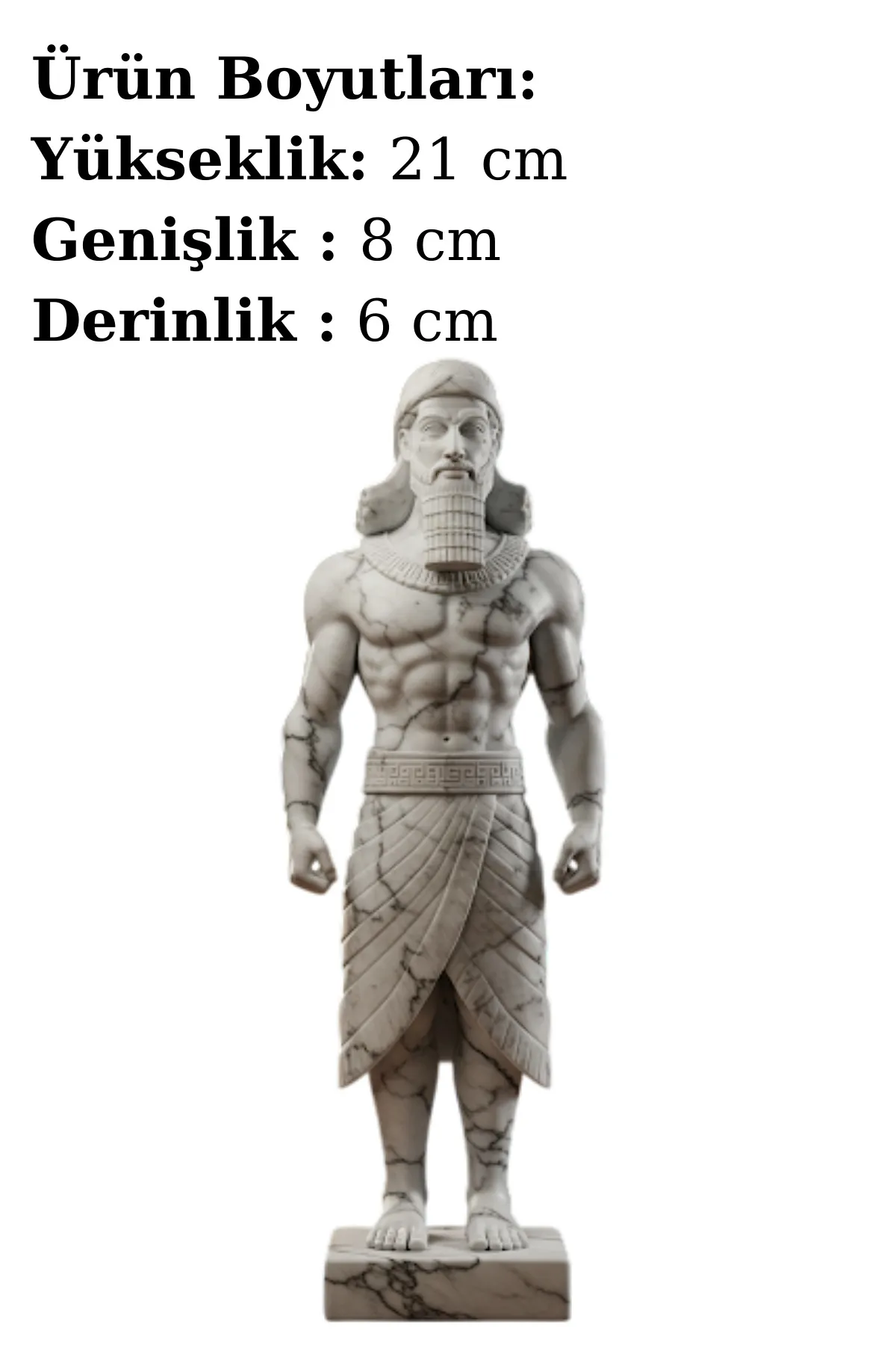Utnapiştim Biblosu v3 – Mermer Görünümlü - Mezopotamya Destanlarından İlham Alan Dekoratif Heykel - Biblo - Görsel 2