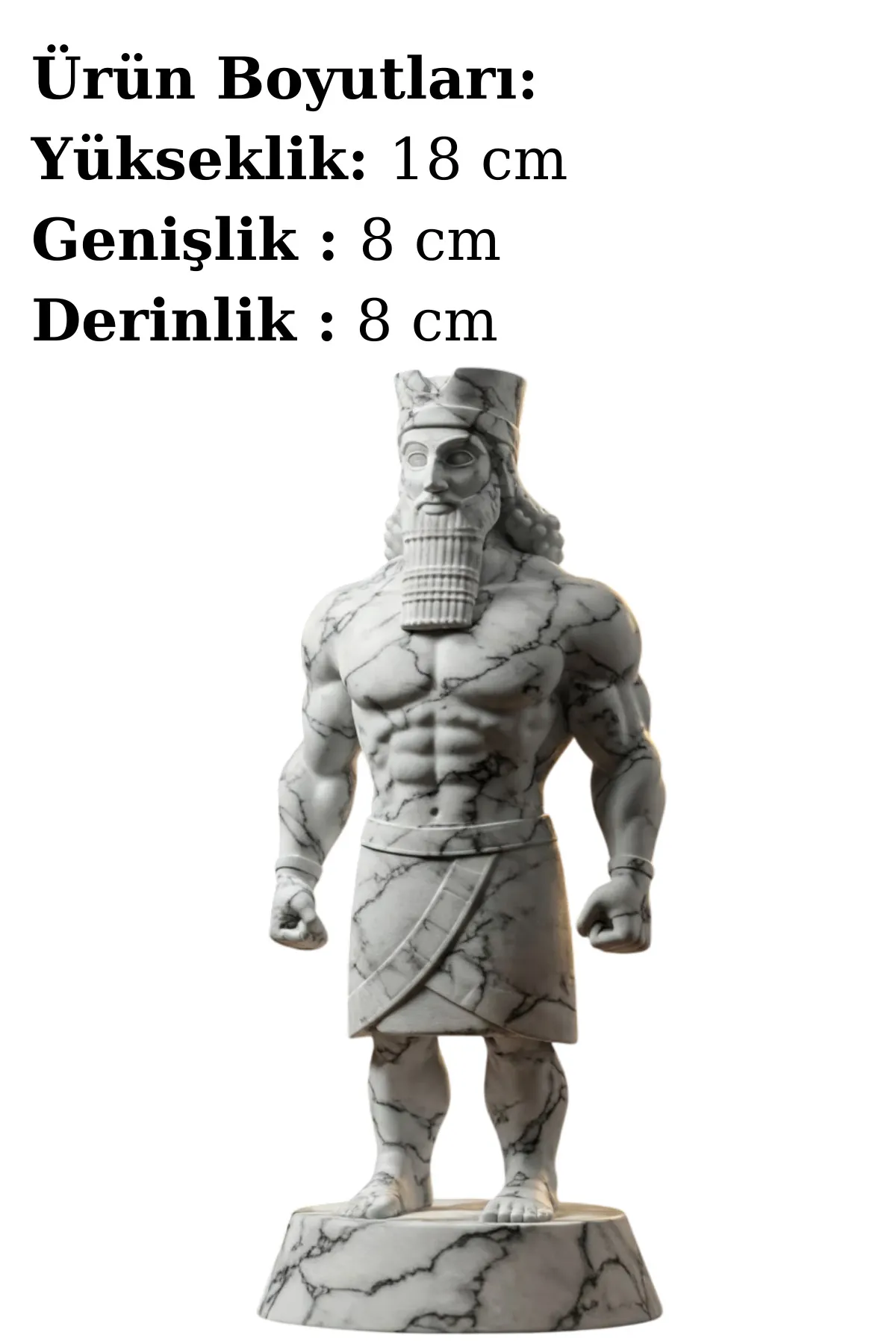 Utnapiştim Biblosu v4 – Mermer Görünümlü - Mezopotamya Destanlarından İlham Alan Dekoratif Heykel - Biblo - Görsel 2