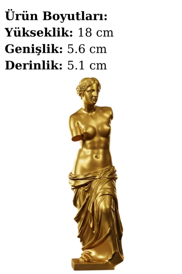 Venüs de Milo Heykeli v1 - Altın Rengi – Antik Yunan Aşk Tanrıçası Afrodit Biblo – Dekoratif Heykel - Görsel 2