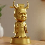 Yanluo Wang Biblosu - Altın Rengi - Çin Mitolojisi- Dekoratif Heykel - Biblo