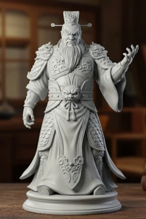 Yanluo Wang Biblosu v4 - Mermer Görünümlü - Çin Mitolojisi - Dekoratif Heykel - Biblo