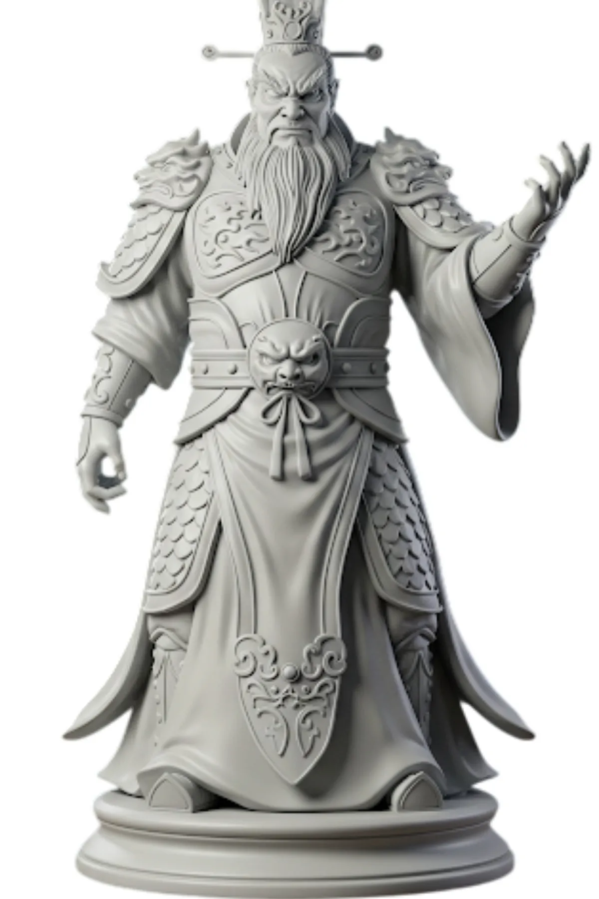Yanluo Wang Biblosu v4 - Mermer Görünümlü - Çin Mitolojisi - Dekoratif Heykel - Biblo - Görsel 3