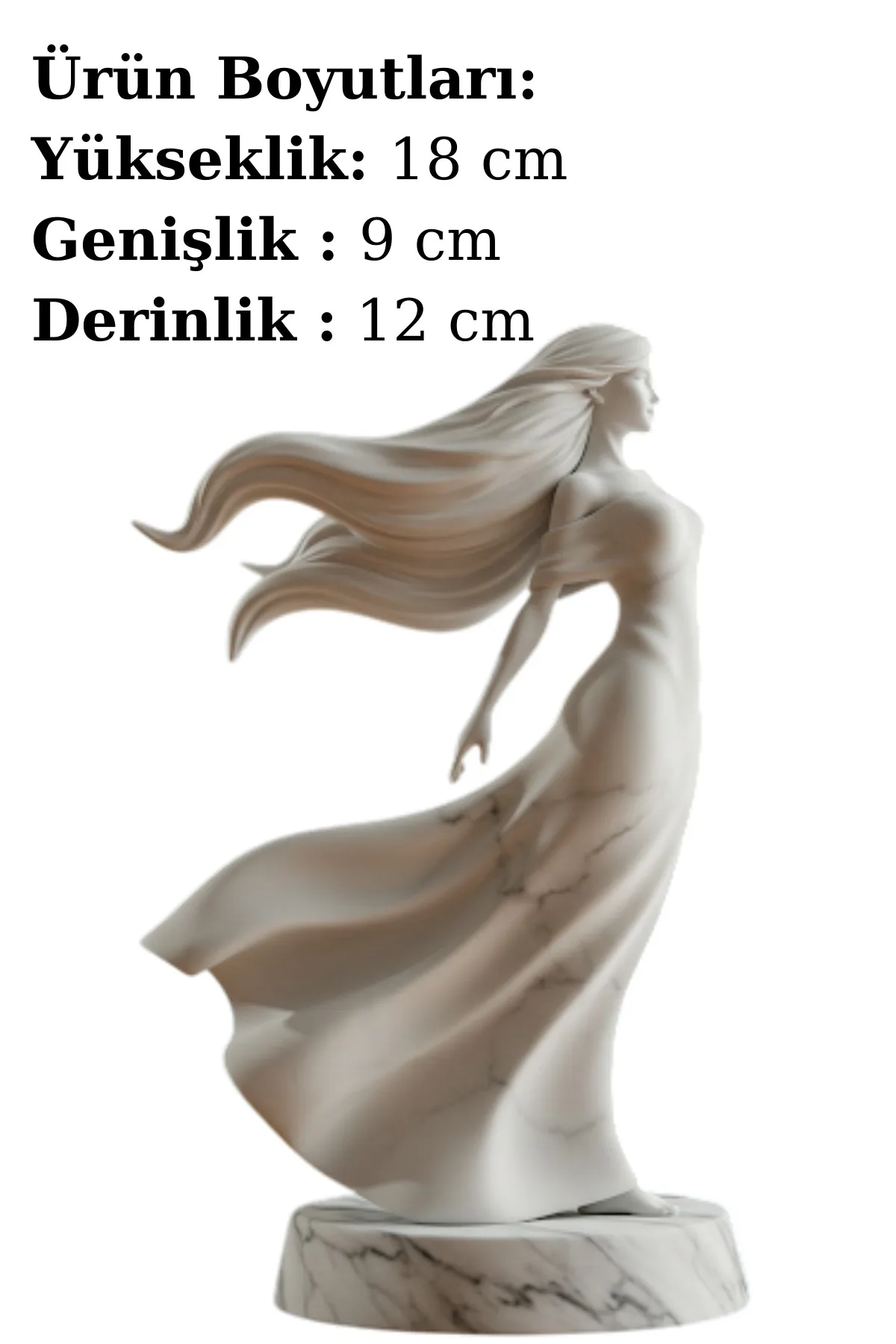 Yel Ana Biblosu v5 - Mermer Görünümlü - Türk Mitolojisi Figürü - Dekoratif Heykel - Biblo - Görsel 2