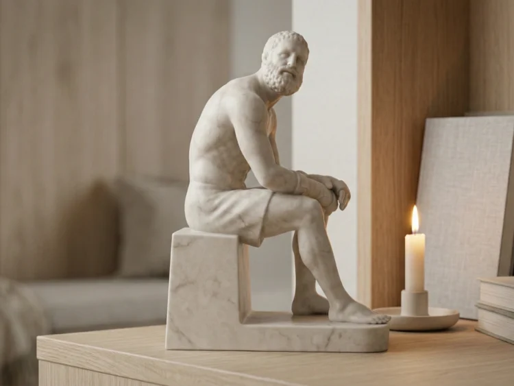 Boxer at Rest Heykeli - Yorgun Boksör Mermer Biblo