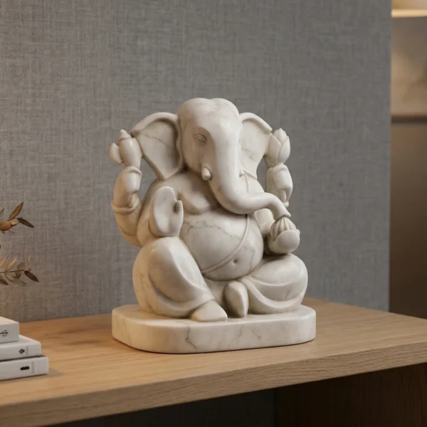 Ganesha Heykeli – Soğuk Döküm Mermer (Hindu Mitolojisi)