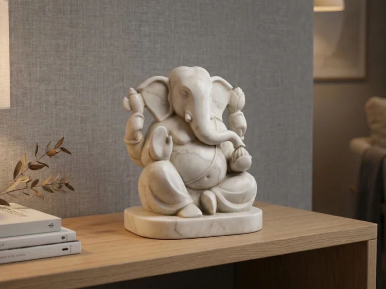 Ganesha Heykeli – Soğuk Döküm Mermer (Hindu Mitolojisi)