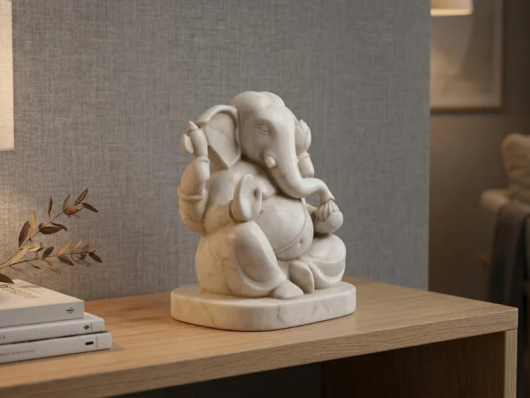 Ganesha Heykeli – Soğuk Döküm Mermer (Hindu Mitolojisi)