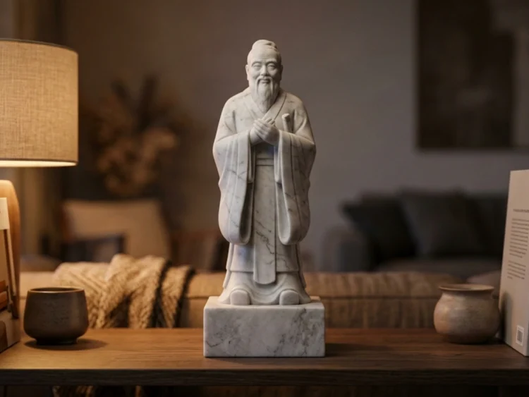 Konfüçyüs Heykeli - Uzak Doğu Filozofu (Soğuk Döküm Mermer)